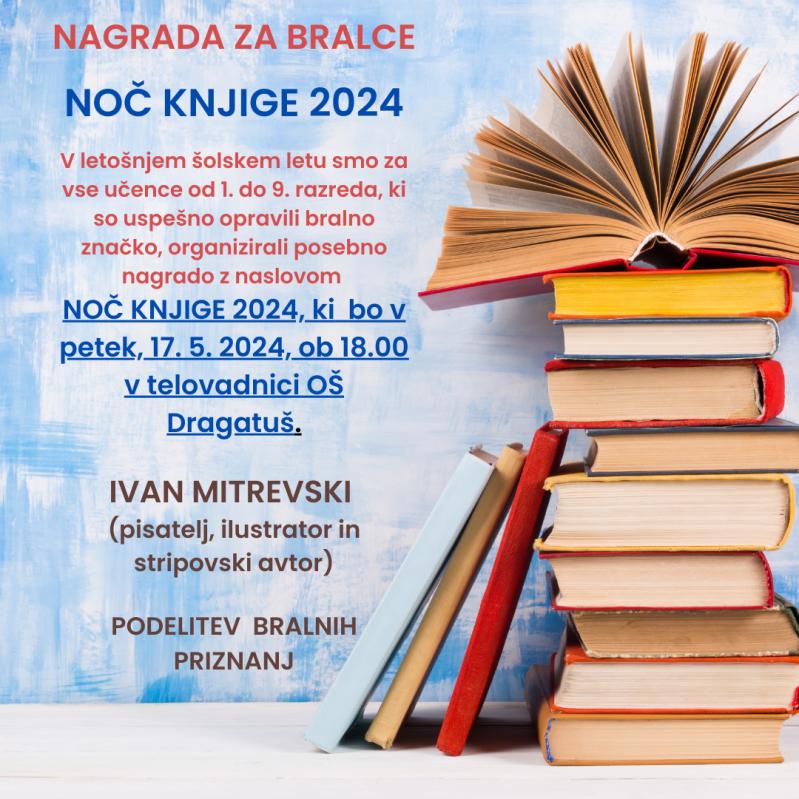 Podelitev bralnih priznanj in Noč knjige 2024